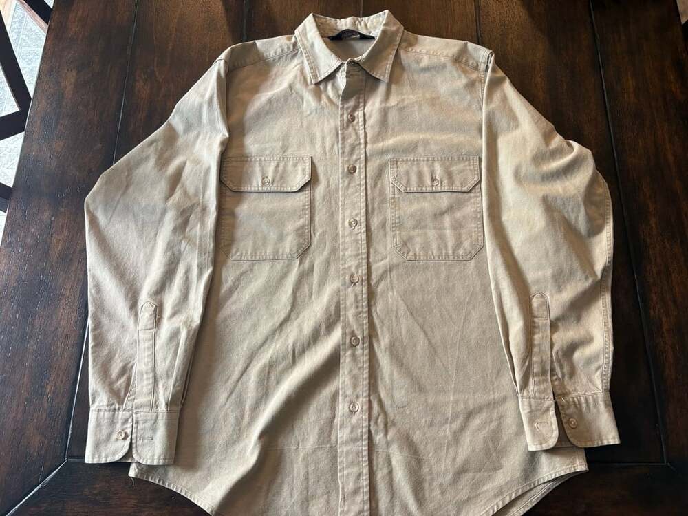 Woolrich Long Sleeve Button Down Shirt Size M Tan Cotton